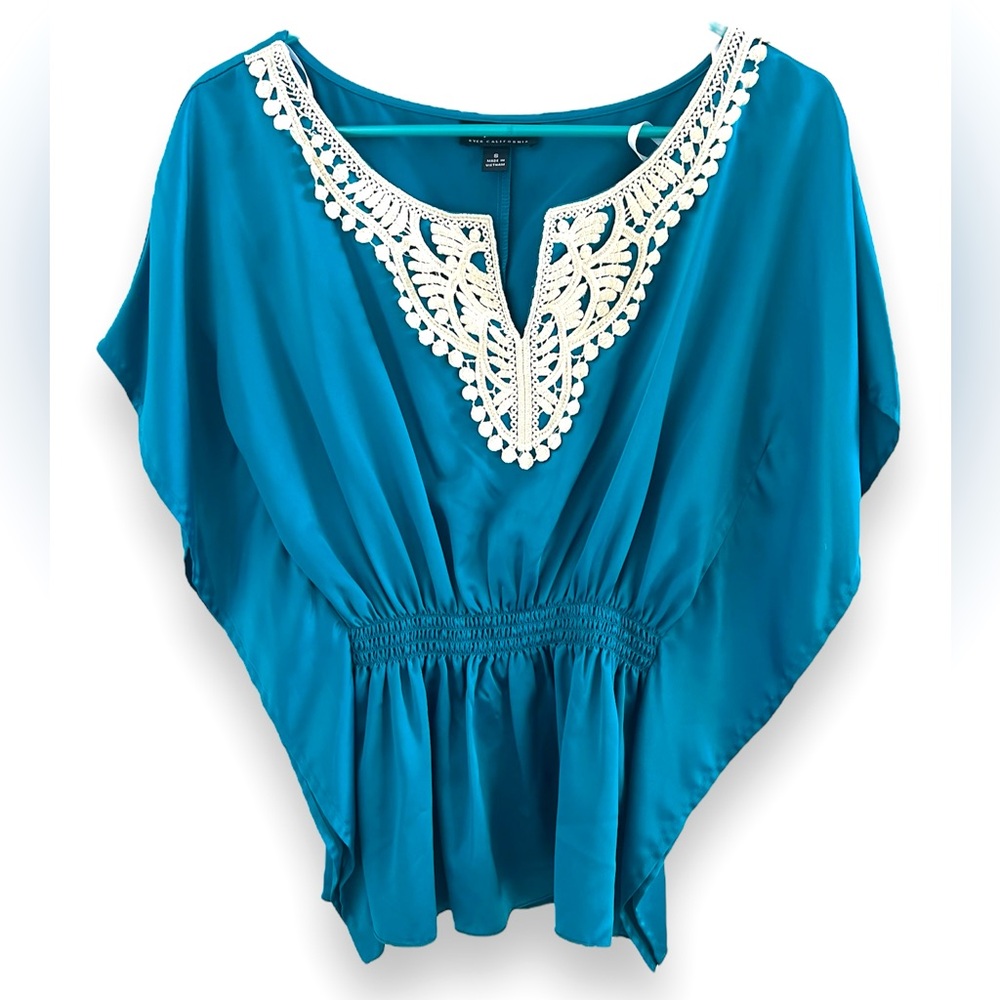 Vintage Y2K B•Wear by Amy Byer California Silky Batwing Blouse Teal Size Small
